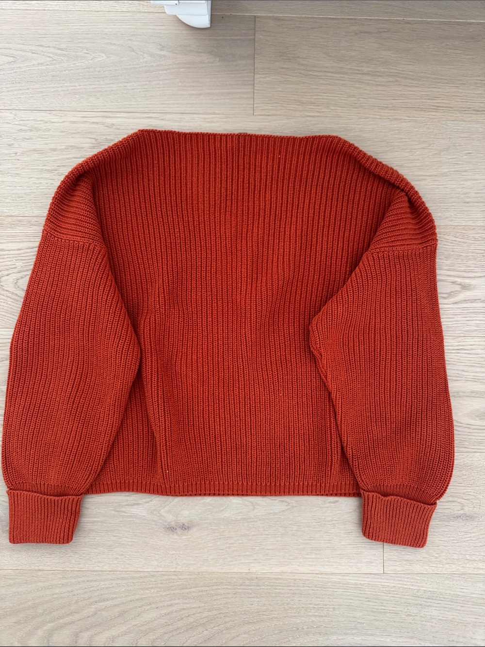 Rust Orange Ribbed Knit Sweater - Women's Oversized style